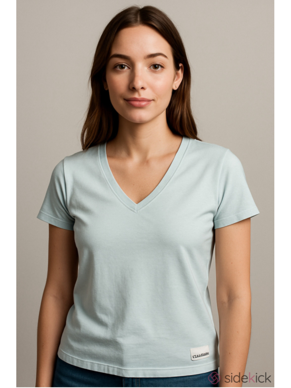 Women's Calvin Klein V-Neck Short Sleeve Tee, Light Blue, Size L